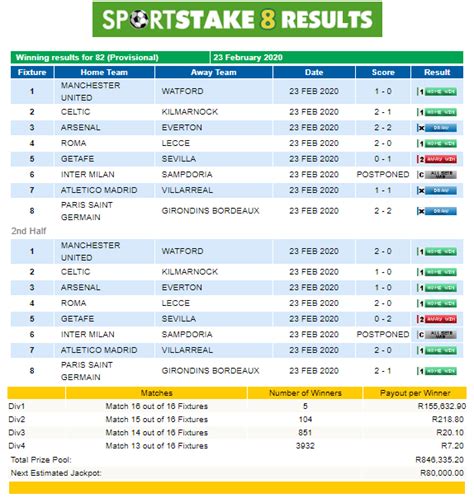 sportstake 8 result|sportstake results and payouts weekend.